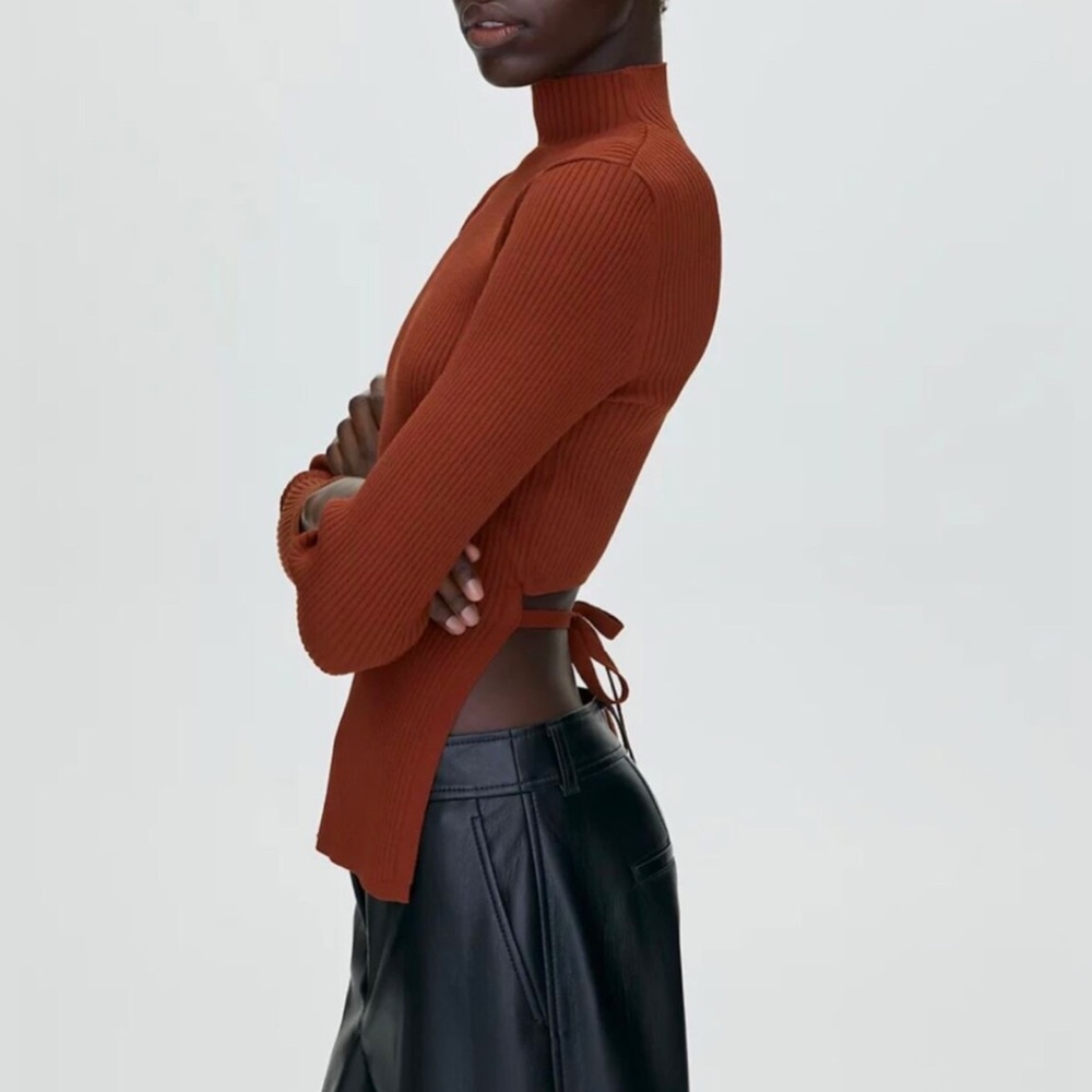 Babaton Aritzia Ambrosia Sculpt Knit Tie-Back Longsleeve - Rich Copper - Medium - Picture 2 of 14